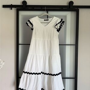 White Dress with Black Trim